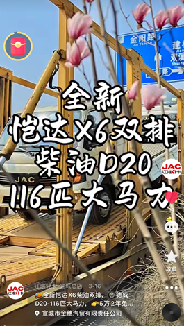 全新愷達(dá)X6柴油雙排，德威D20-116匹大馬力。